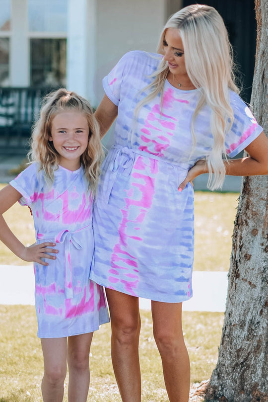 Women Tie - Dye Belted T-Shirt Dress - Absolute Discounts