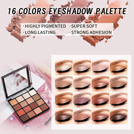 Makeup Set for Girls & Women, Full Face Kit, Travel Kit, Present Set, Eyeshadow, Foundation, Blusher, Eyeliner, Lip Gloss, Makeup Brushes & Sponge Bag - Absolute Discounts