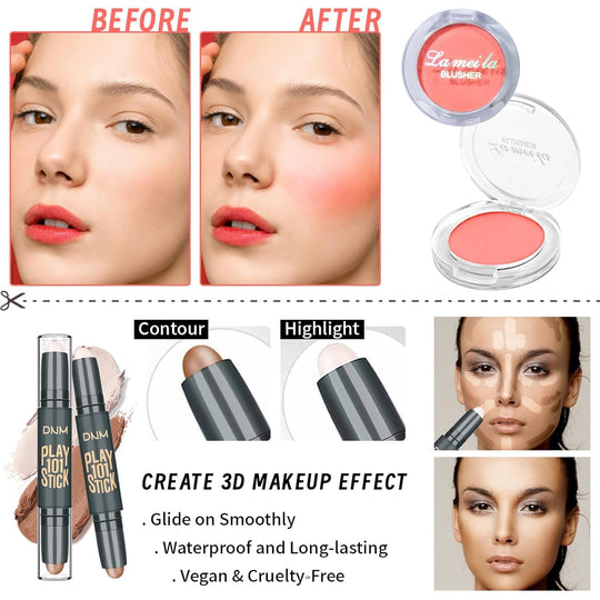 Makeup Set for Girls & Women, Full Face Kit, Travel Kit, Present Set, Eyeshadow, Foundation, Blusher, Eyeliner, Lip Gloss, Makeup Brushes & Sponge Bag - Absolute Discounts