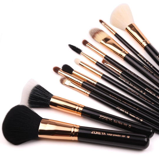 Z'OREYA Premium Travel Makeup Brush Set 12 Pieces Essential Cosmetic Tools Synthetic Hair Foundation Powder Eye Cosmetic Brushes with Black Holder - Absolute Discounts