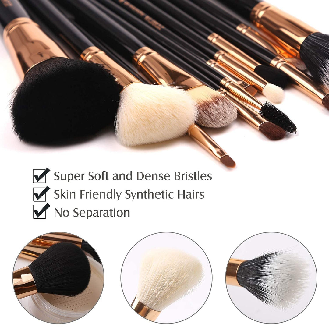 Z'OREYA Premium Travel Makeup Brush Set 12 Pieces Essential Cosmetic Tools Synthetic Hair Foundation Powder Eye Cosmetic Brushes with Black Holder - Absolute Discounts
