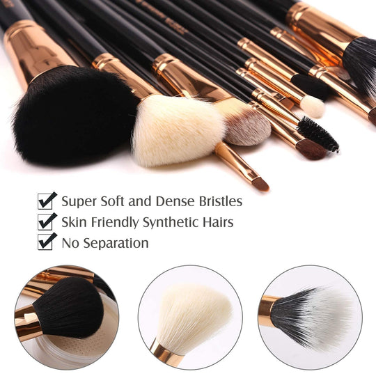 Z'OREYA Premium Travel Makeup Brush Set 12 Pieces Essential Cosmetic Tools Synthetic Hair Foundation Powder Eye Cosmetic Brushes with Black Holder - Absolute Discounts