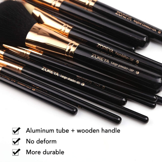 Z'OREYA Premium Travel Makeup Brush Set 12 Pieces Essential Cosmetic Tools Synthetic Hair Foundation Powder Eye Cosmetic Brushes with Black Holder - Absolute Discounts