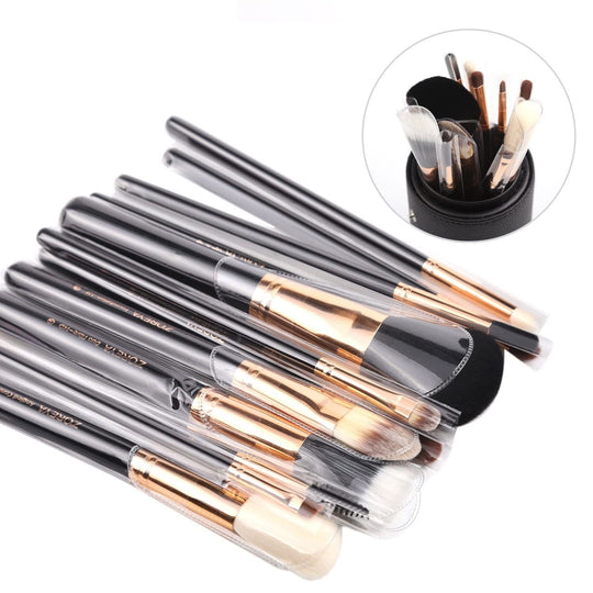 Z'OREYA Premium Travel Makeup Brush Set 12 Pieces Essential Cosmetic Tools Synthetic Hair Foundation Powder Eye Cosmetic Brushes with Black Holder - Absolute Discounts